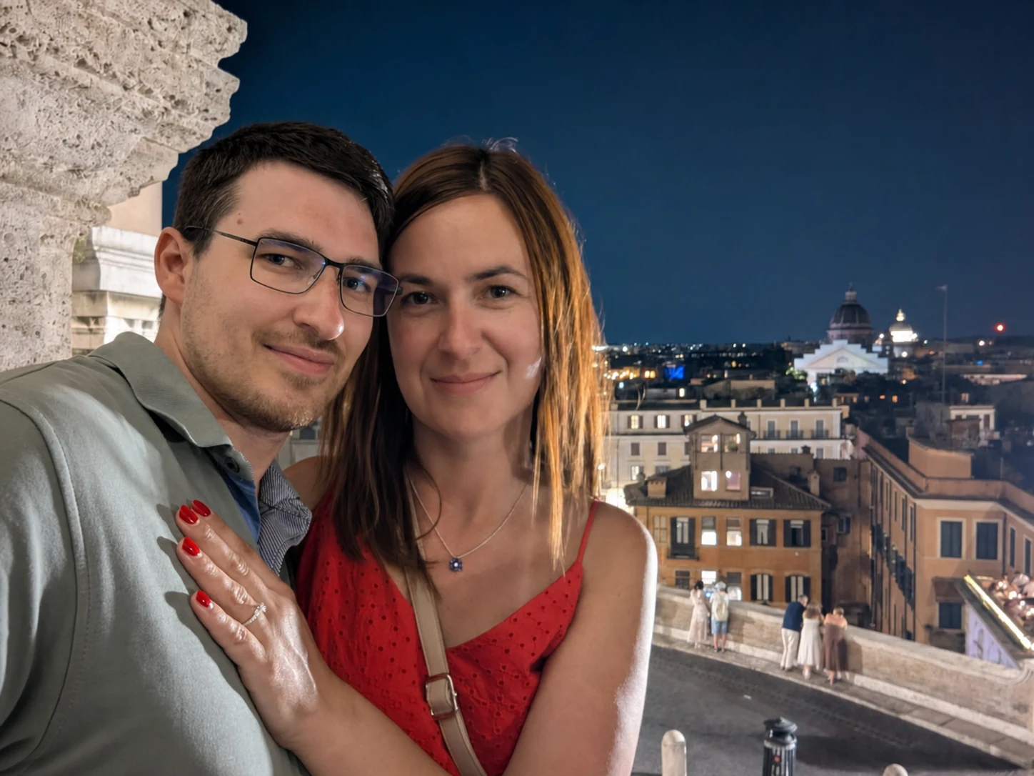 Janča a Martin při večerní procházce Římem